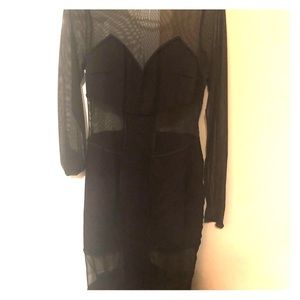 Black sheer night out dress midi plus